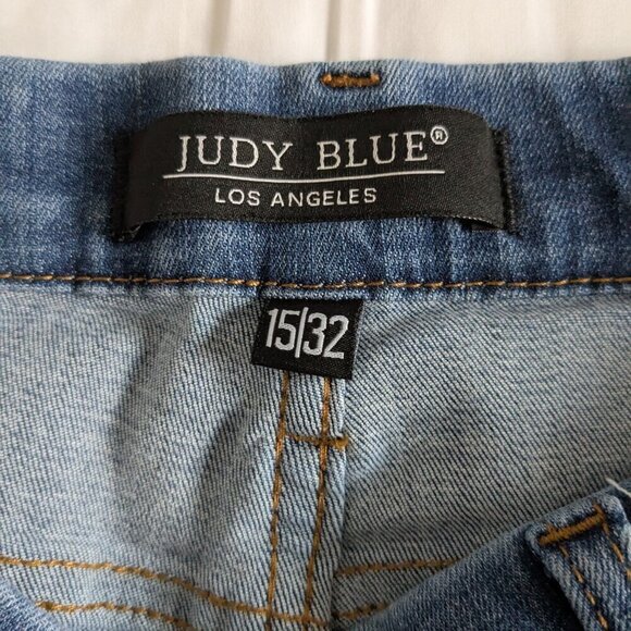 Judy Blue Jeans Women's 32 Blue Boyfriend Pull on Denim Destroyed Jegging Relax - Picture 5 of 16